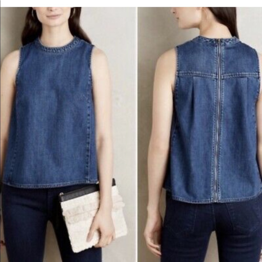 Anthropologie Holding Horses | Denim Swing Top